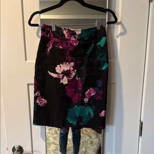 Ann Taylor Factory Black Skirt with Floral Design